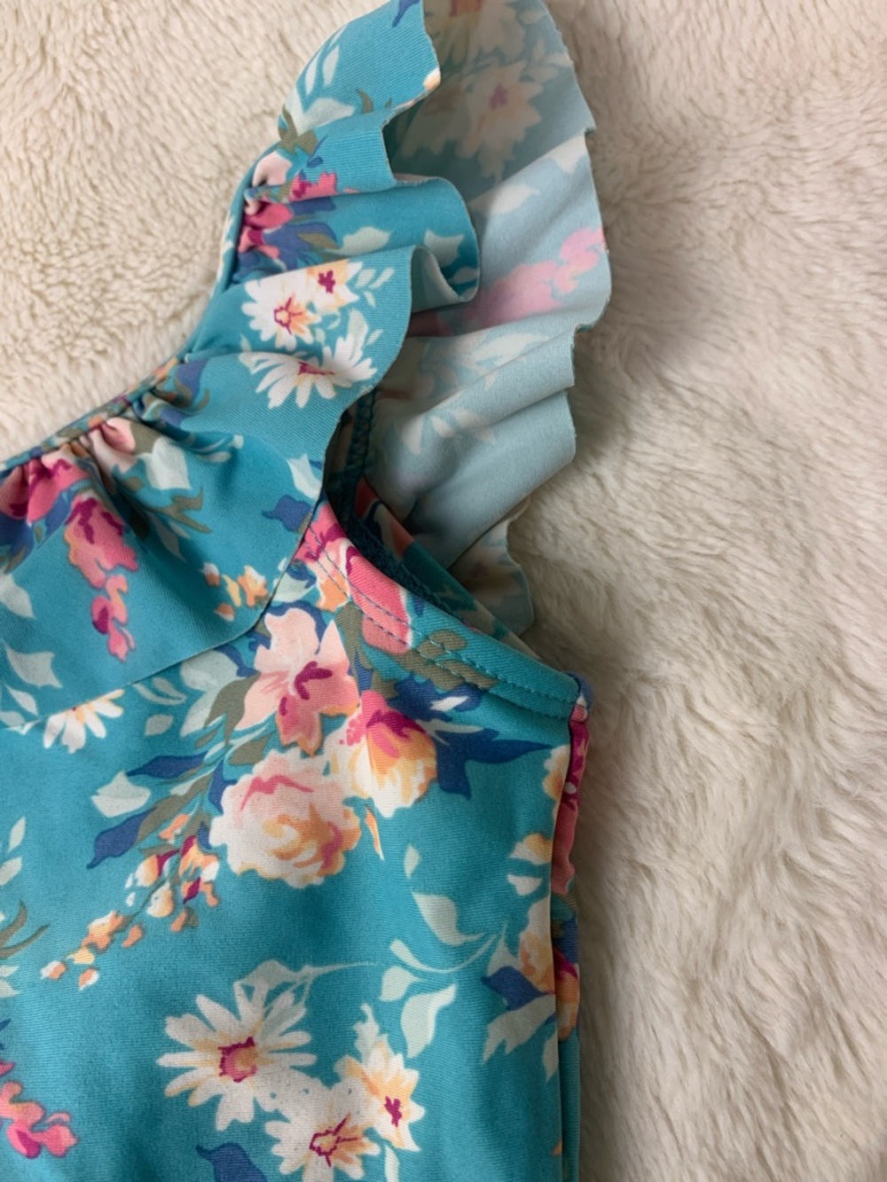 Ruffle Butts Turquoise Floral Ruffle Swimsuit - Picture 7 of 7
